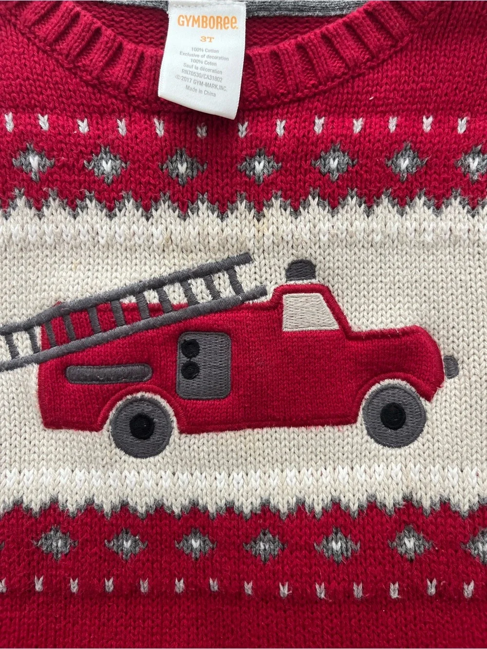 Gymboree Red Sweater with Fire Truck